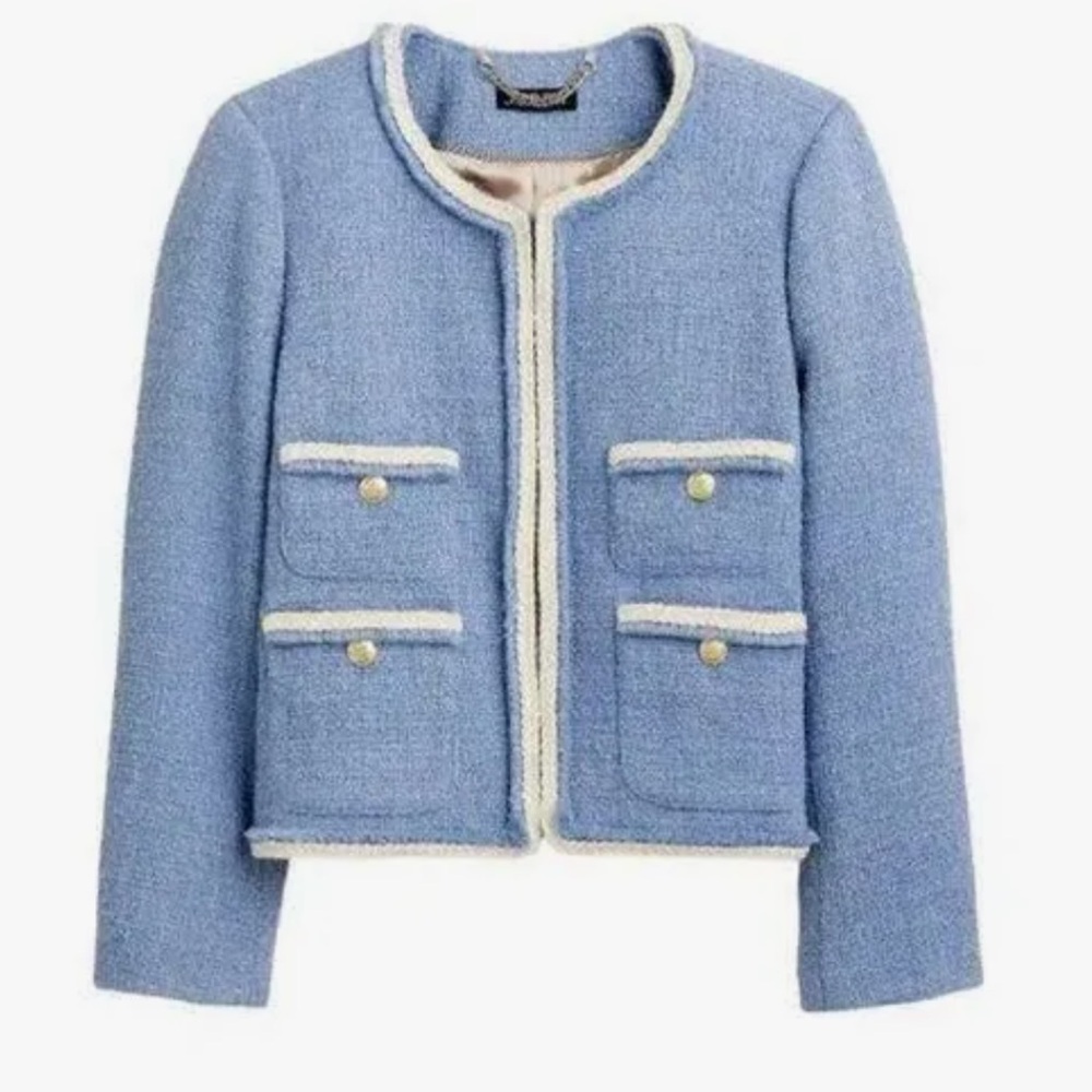 J. Crew Frances Lady Jacket blue tweed